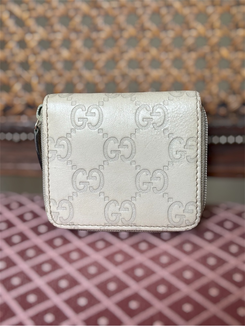 Gucci Guccissima Leather Zip Coin Wallet Ivory GG Compact Mini Wallet Italy - Picture 13 of 13